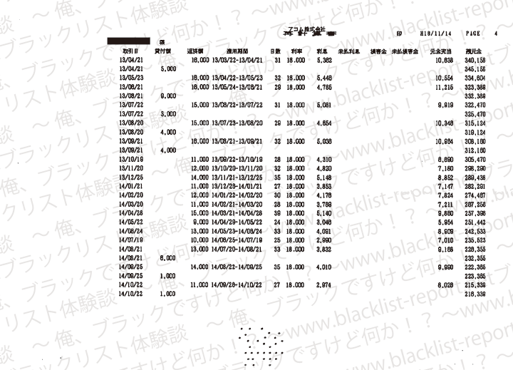 アコムの訴状(再計算書4枚目)